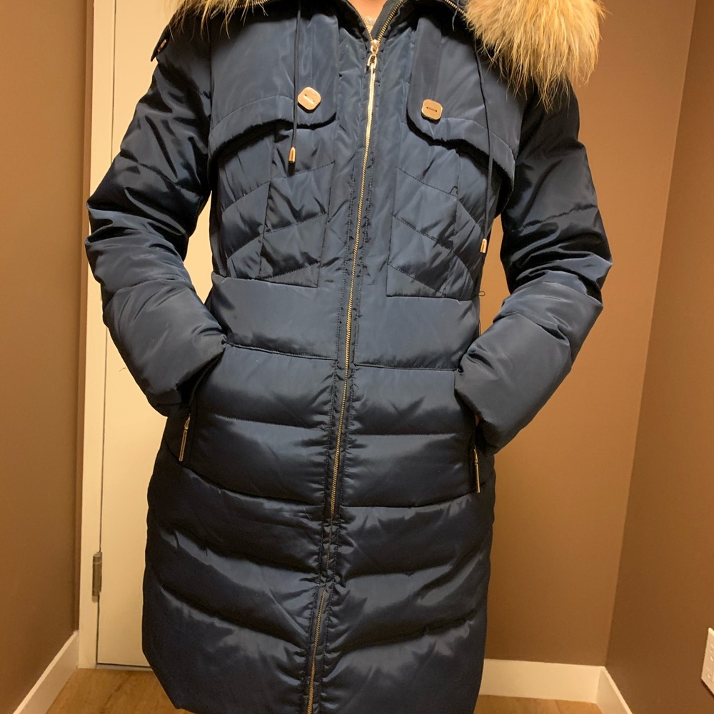 Angel Bestow Winter Puffer Coat with Fox Fur Hood